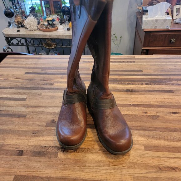 Earth Origins by Earth Portia Wide Shaft Dark Brown Distressed Leather High Boot - Picture 10 of 15